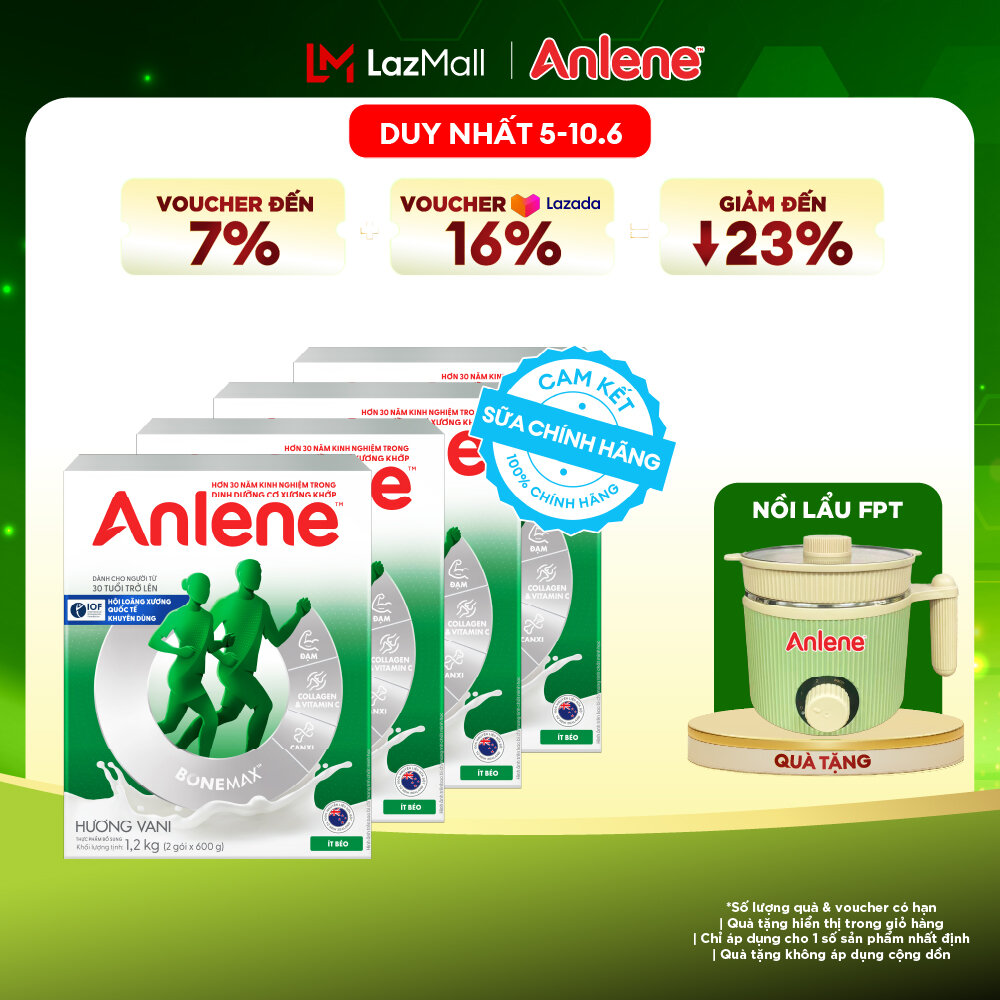 [Voucher giảm đến 26%]Combo 4 Sữa Bột Anlene Hương Vani 1.2Kg