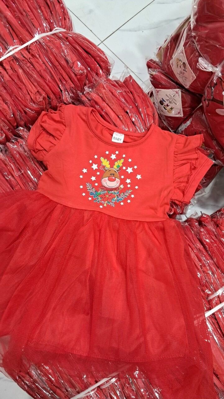Váy đầm đỏ mặc noel cho bé gái size 8-16kg
