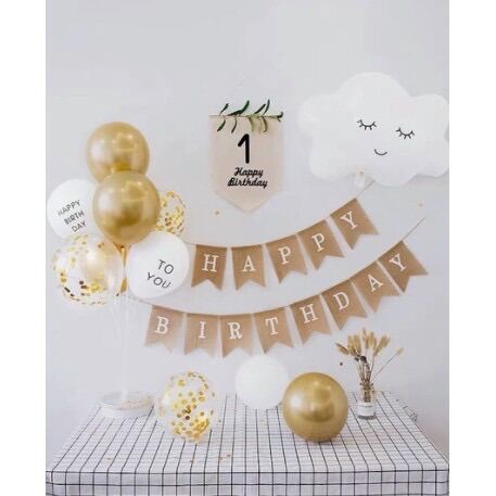 Set bóng trang trí sinh nhật kèm banner số tuổi
