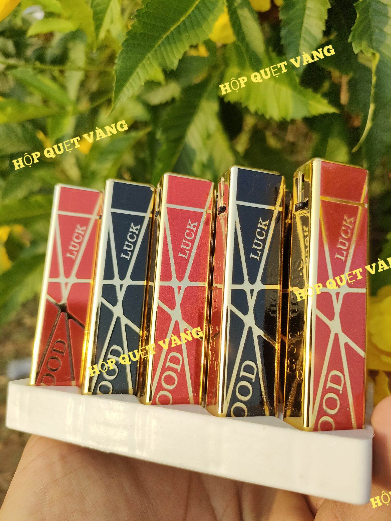 Combo 5 cái Hột quẹt , Bật lửa tia xanh có khóa đứng lửa GOOD LUCK