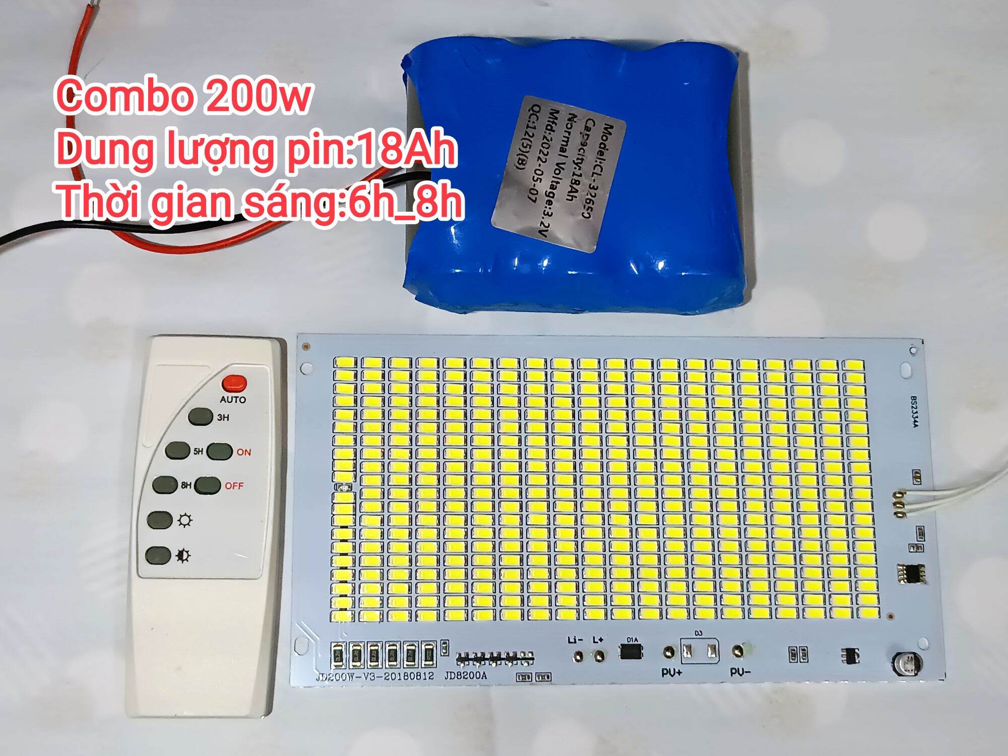 Combo 200w pin 32650 điện áp 3,2v đã có mạch bảo vệ 1s