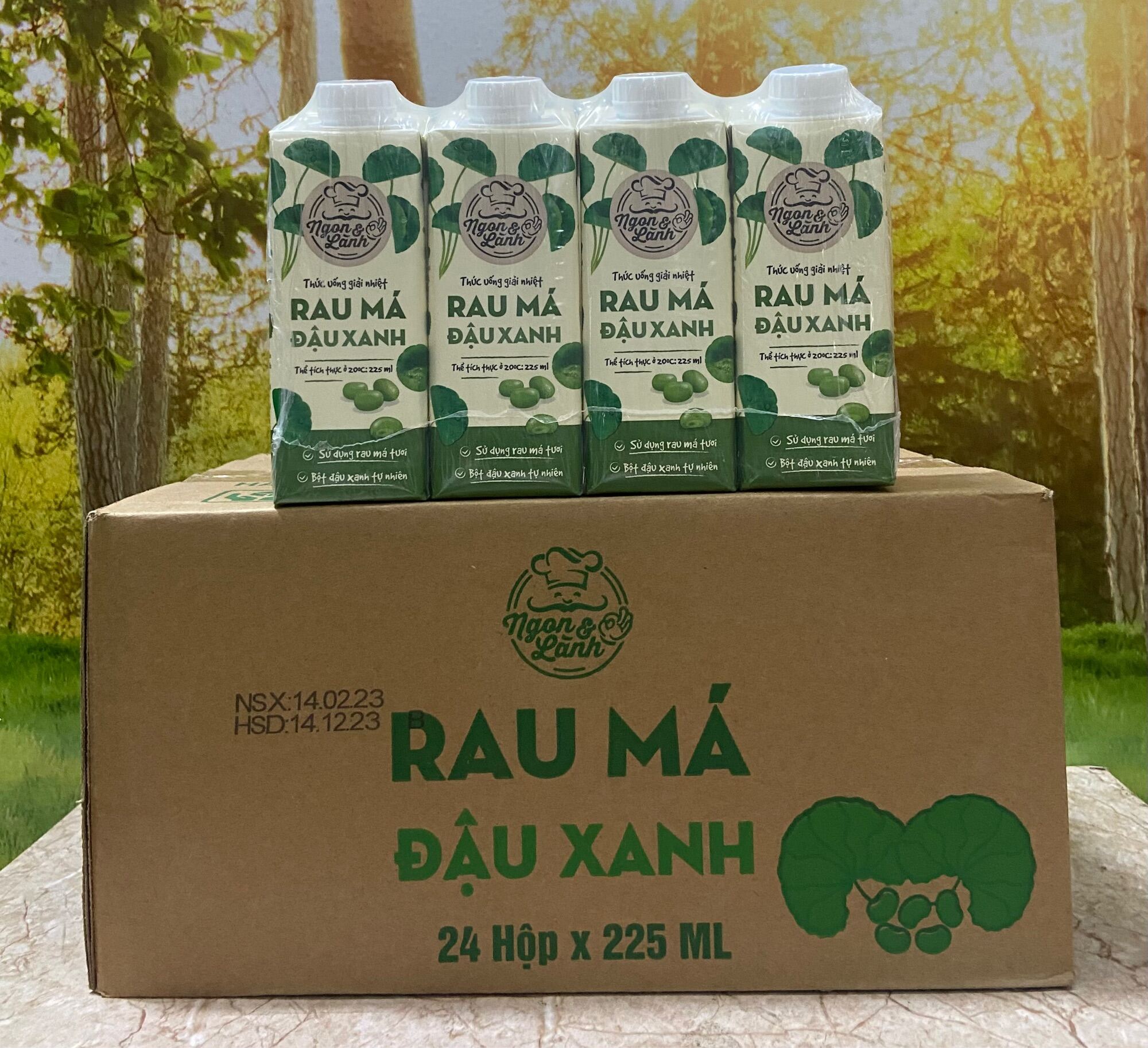 1 Thùng Rau Má Đậu Xanh Ngon Lành /24 Hộp*225ml