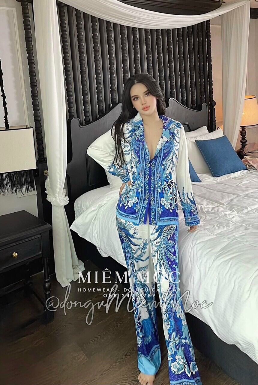 Bộ Lụa Mặc Nhà QC mẫu Hot Chim Phượng Siêu Sang