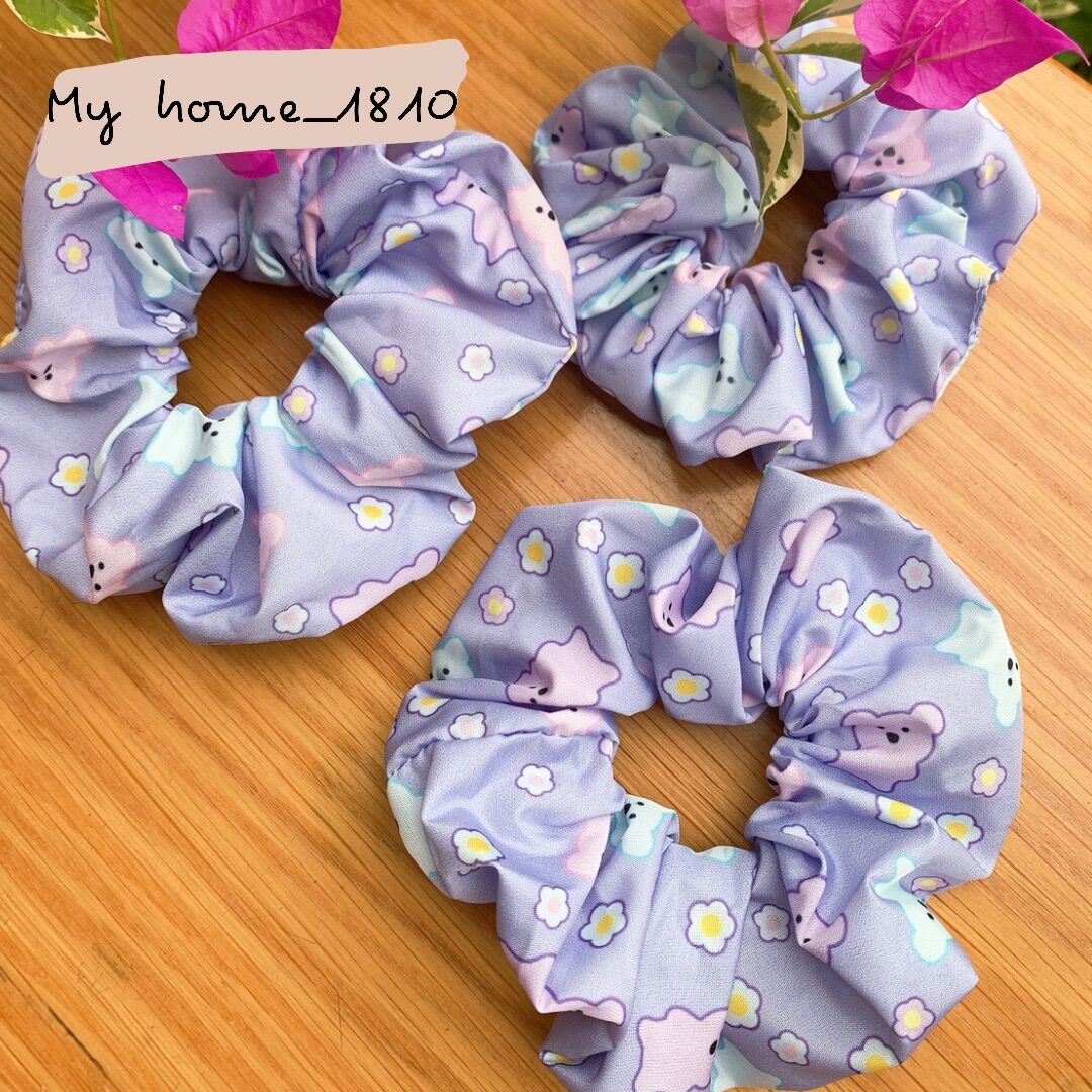 Dây buộc tóc scrunchies hình gấu dễ thương cao cấp