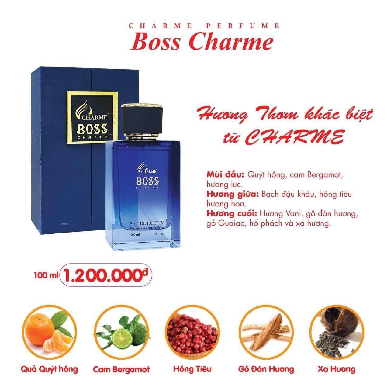 [Hcm]Nước Hoa Nam Boss Char.me 100Ml+ Chai Nhỏ Mini 5Ml