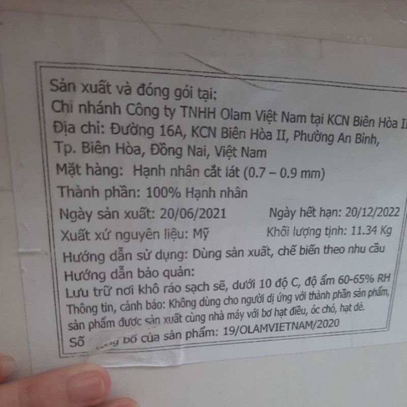 Hạnh Nhân Lát Mỏng OLAM