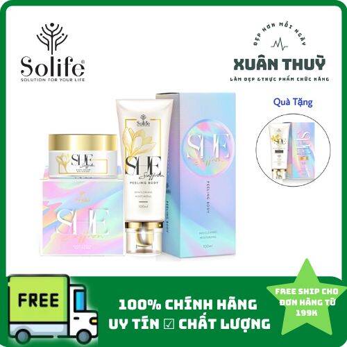 Free Ship Combo Dưỡng Trắng Da Body She Saffron