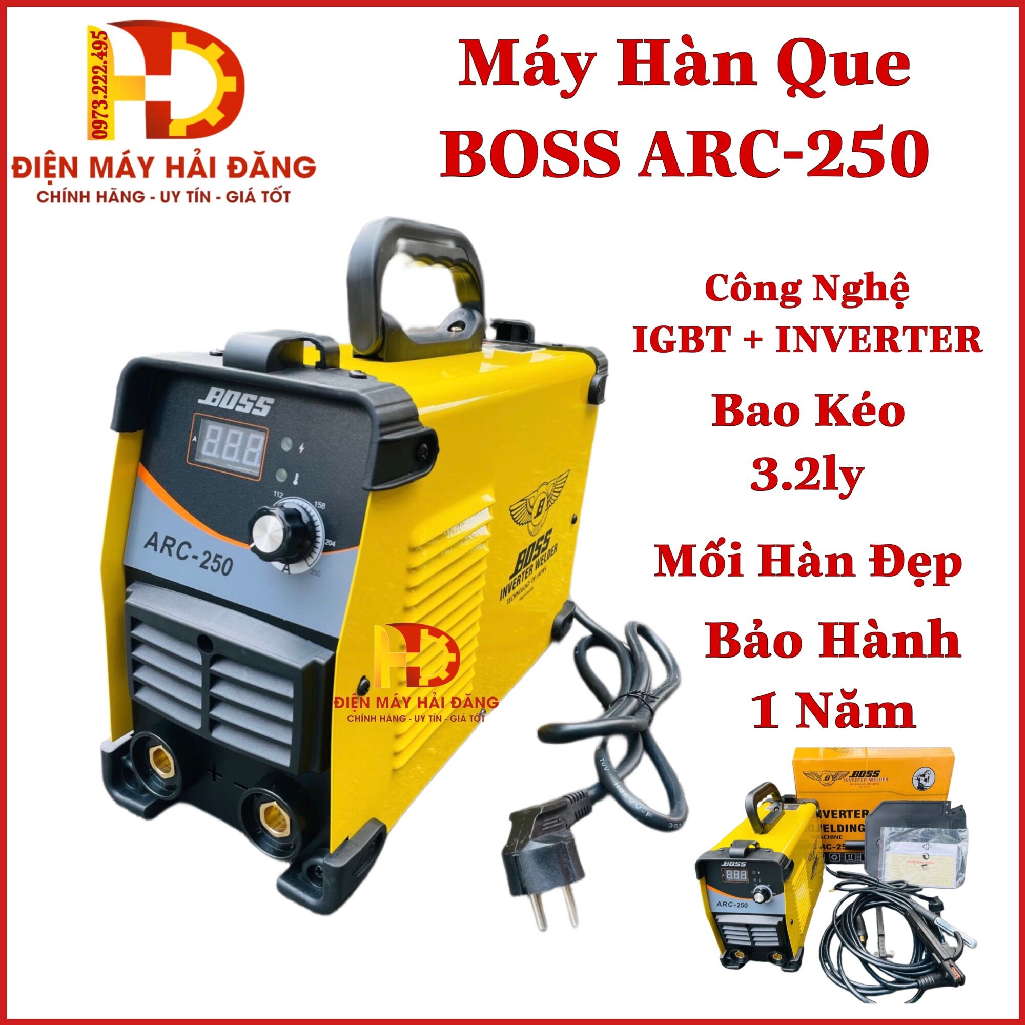 Máy hàn điện tử,máy hàn que boss mos - 250.công nghệ mosfet nhật | bảo hành 1 năm | hàng chính hãng