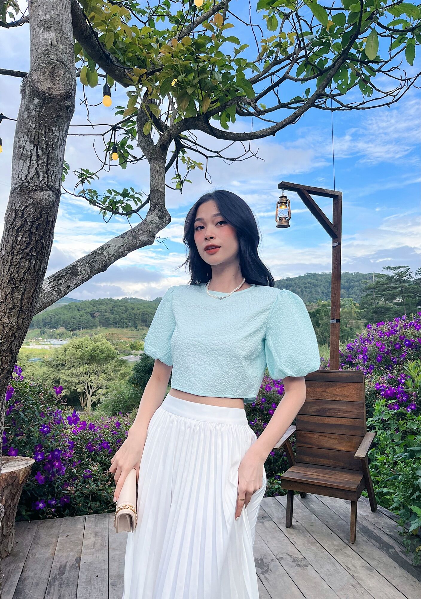Ceci Cela - Áo Tay Bồng Crop Top Simi