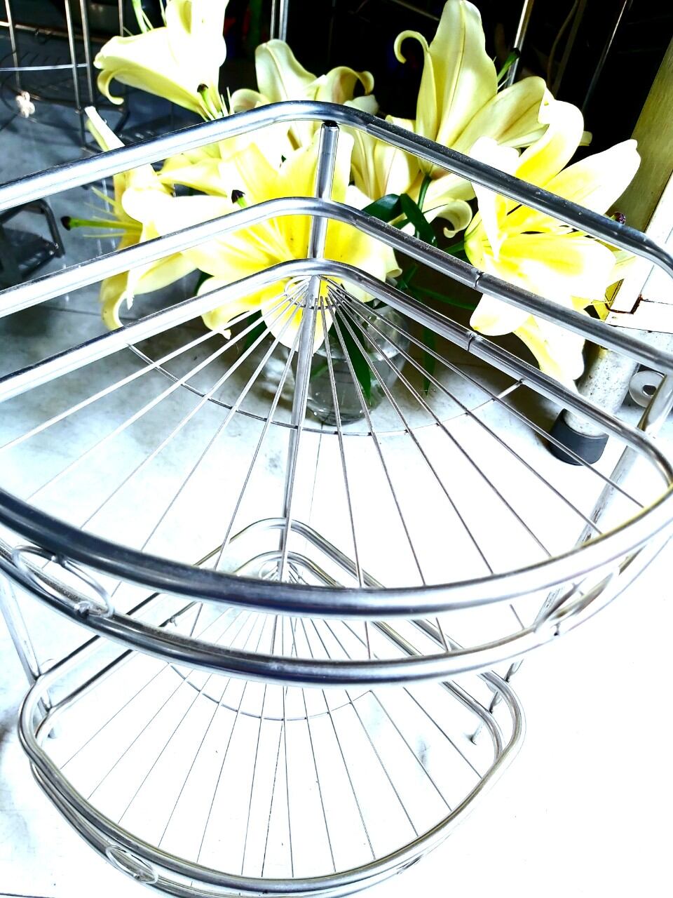 Kệ góc 2 tầng lớn trong bếp nhà tắm Inox 201 dày chắc chắn