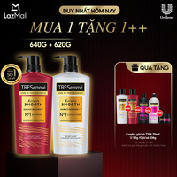 Combo Dầu Gội Và Dầu Xả TRESemmé Keratin Smooth Keratinbond+ Cho Tóc Khô Xơ Rối Vào Nếp Suôn Mượt 640g, 620g