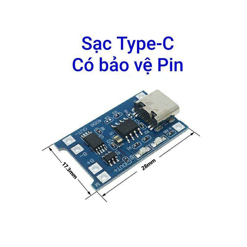 Mạch sạc pin 18650 có ic bảo vệ cổng Micro và type C loại tốt