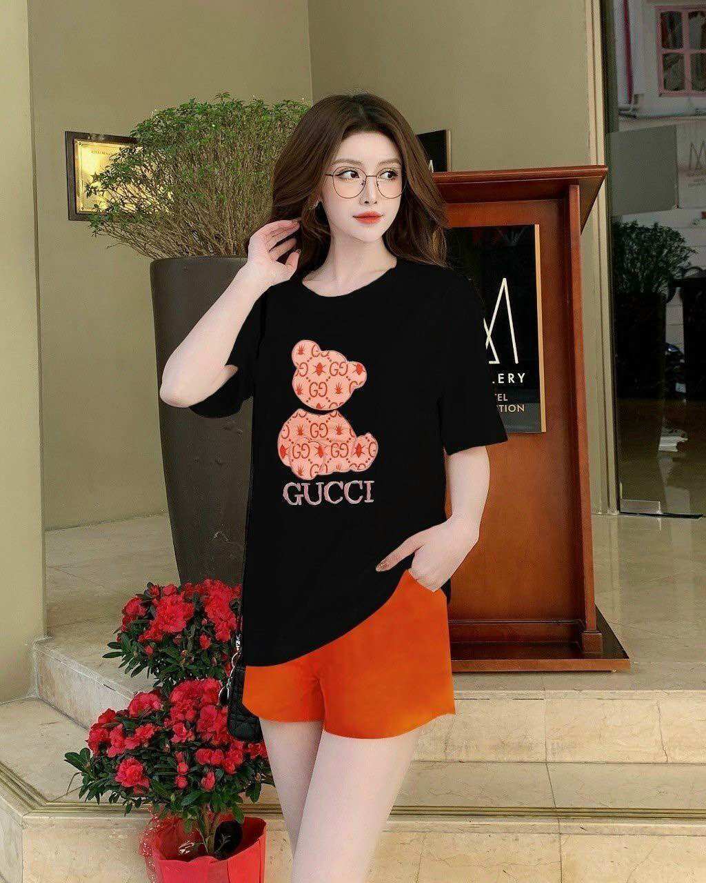 SÉT BỘ SHORT COTTON THÊU GẤU CAO CẤP