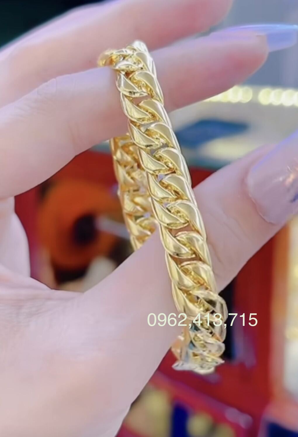 Lắc tay nữ kiểu bọng trơn 2 chỉ mạ vàng 18k