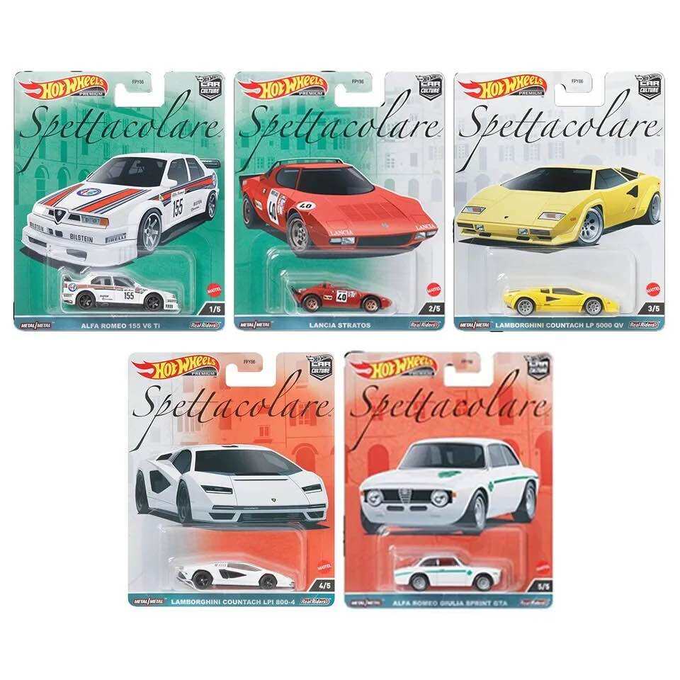 Hobby Store xe mô hình Hot Wheels Premium Spettacolare ( Lamborghini Countach - Alfa Romeo - Lancia 