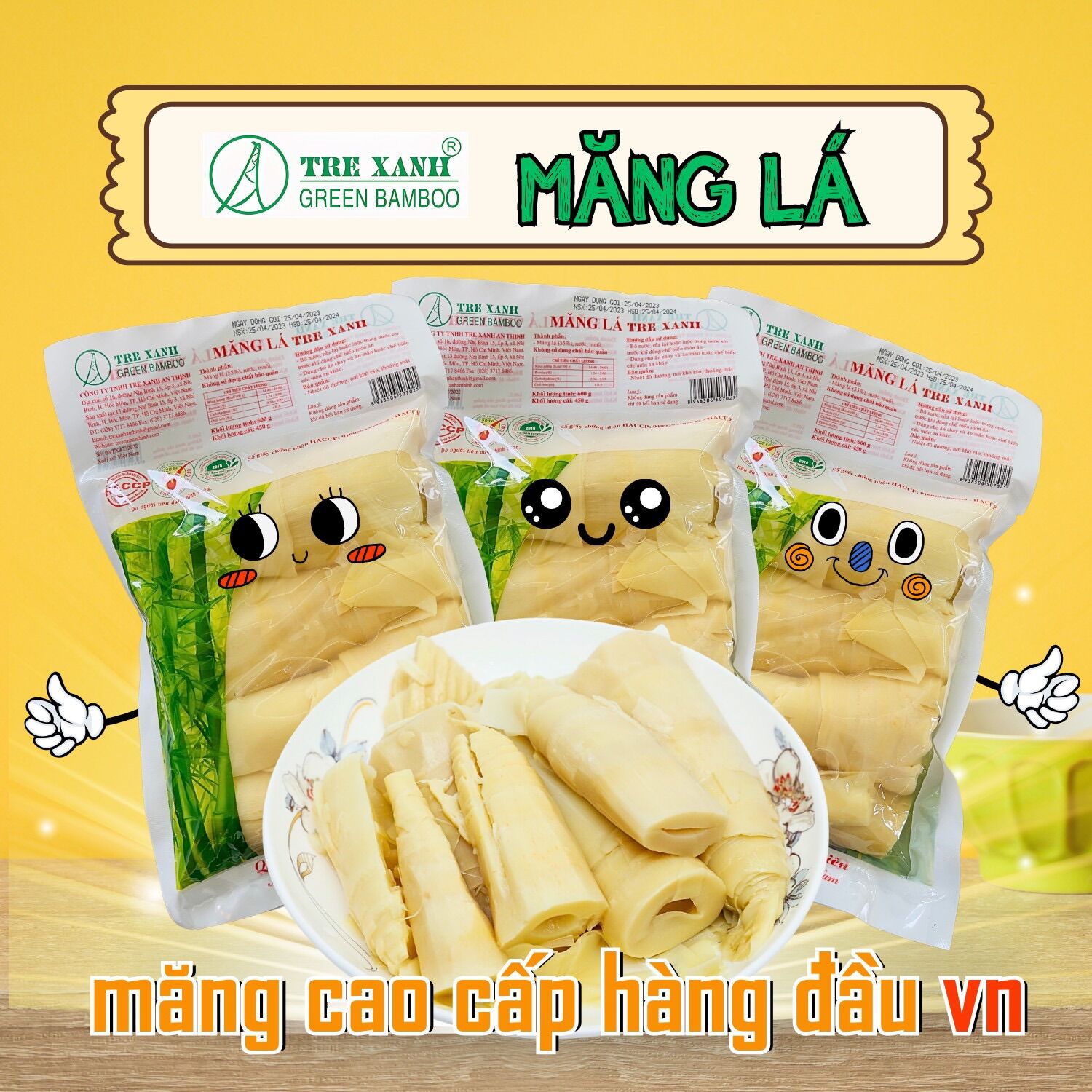 Safe Thinh Green Bamboo Bamboo leaf hat 500g fresh bamboo hat