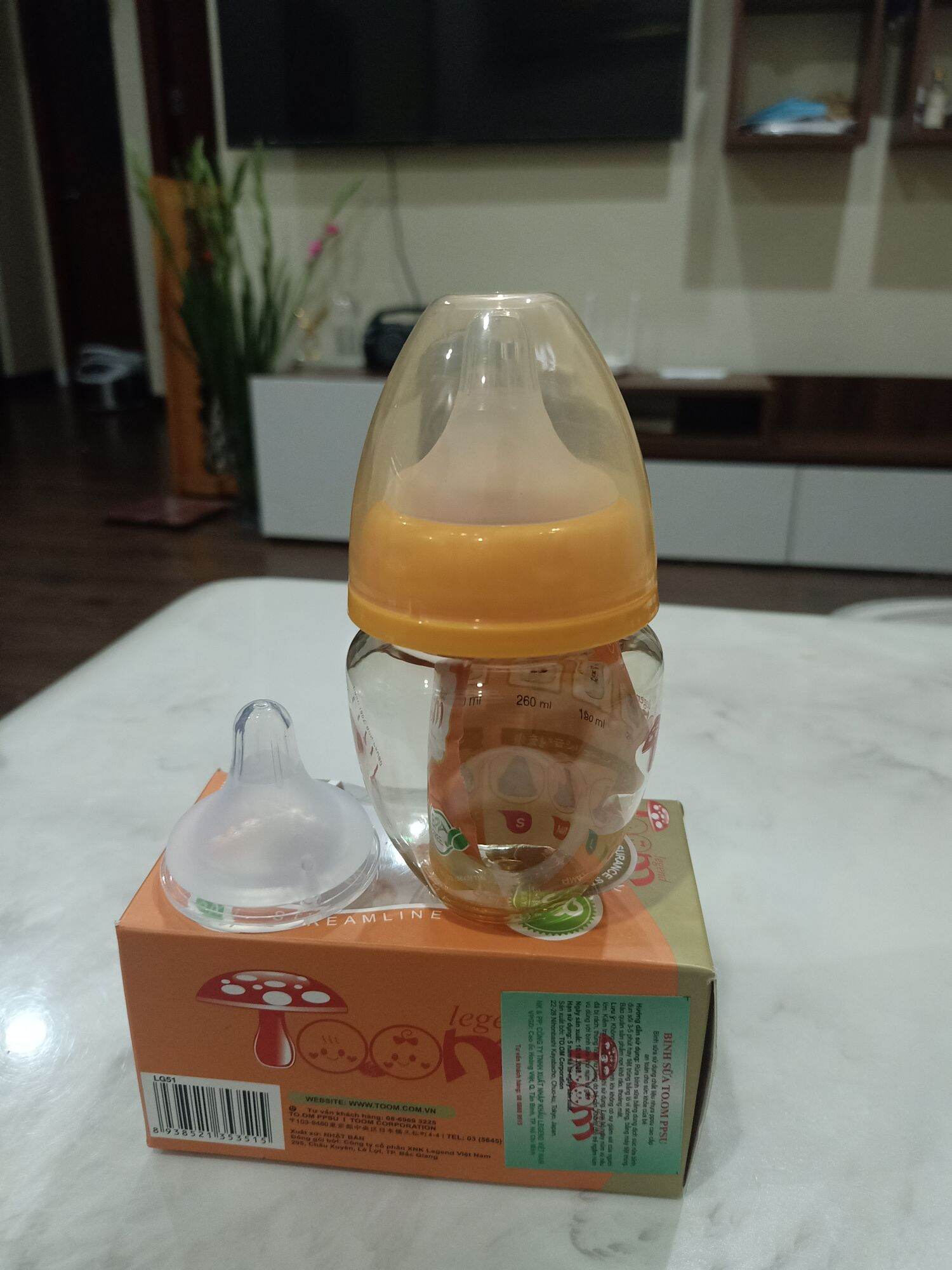 Bình sữa PPSU-Toom cổ rộng 80ml cho bé sơ sinh [tặng kèm thêm 1 núm vú thay thế]