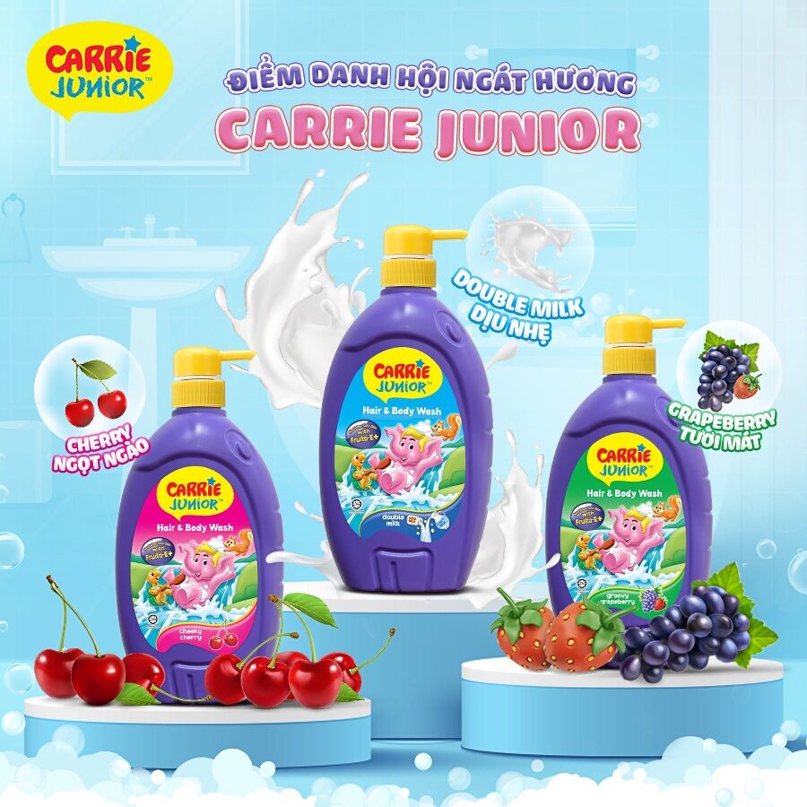 Sữa tắm gội toàn thân an toàn cho bé Carrie Junior trái cây 280gr