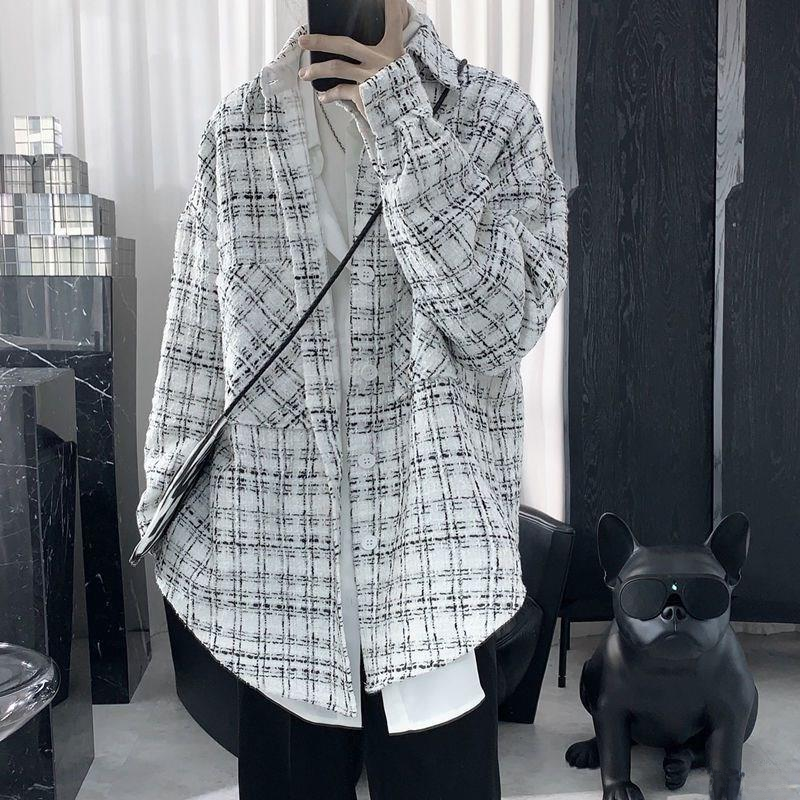 Nam Thoải Mái Kẻ Caro Áo Sơ Mi Công Sở Dài Tay Phong Cách Mỹ Mùa Xuân Mùa Thu Áo Khoác Ngoài Thời Trang Thoải Mái Rộng Rãi Fit Button Trim