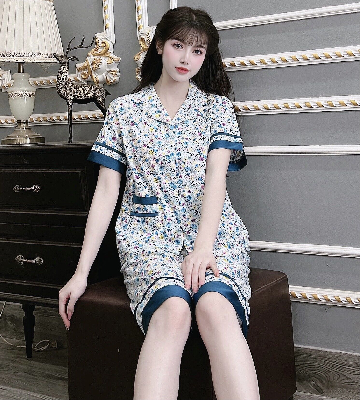 Đồ bộ nữ mẫu lửng vải kate
