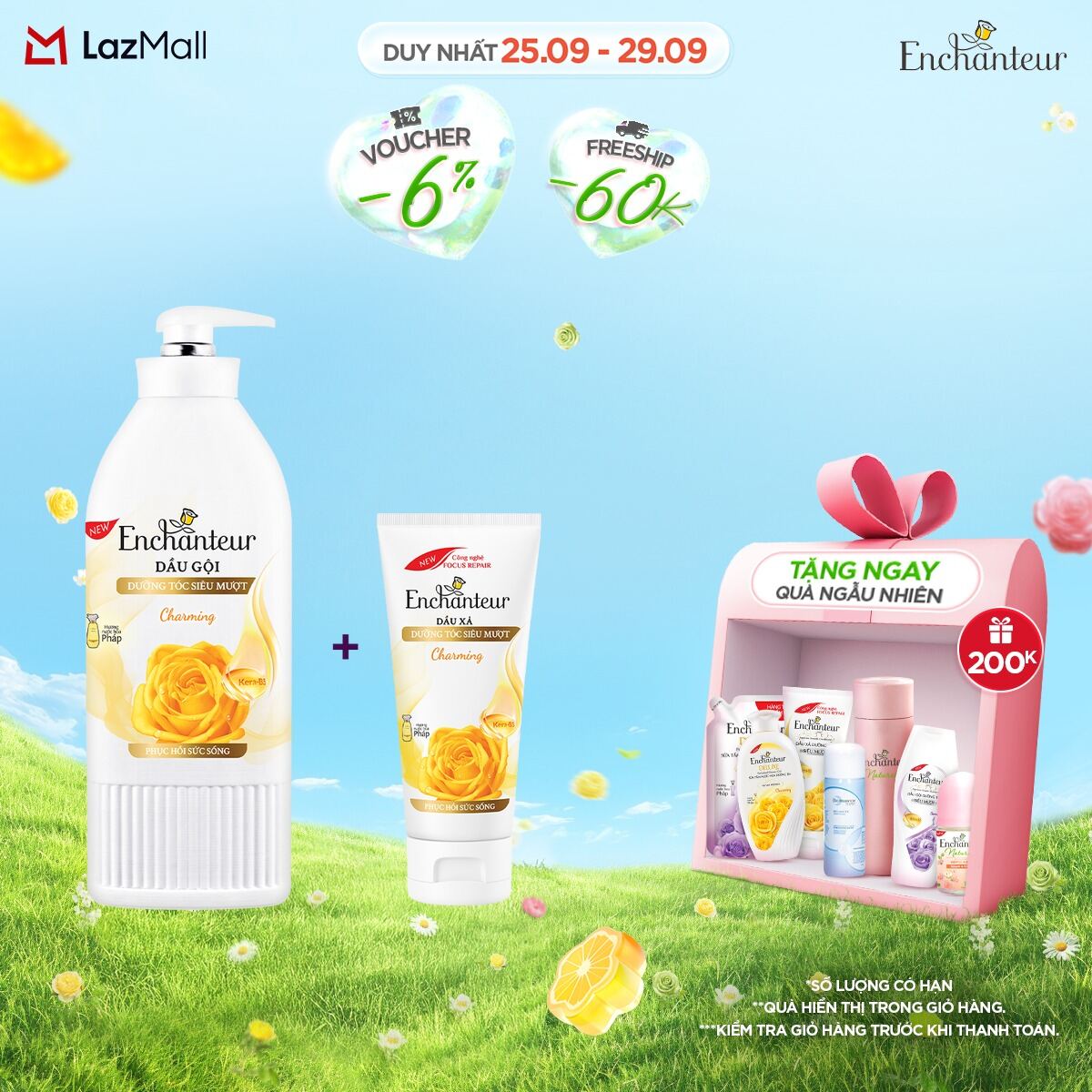 Dầu gội dưỡng tóc siêu mượt Charming/Sensation 650g + Tặng Dầu xả dưỡng tóc siêu mượt Charming/Sensa