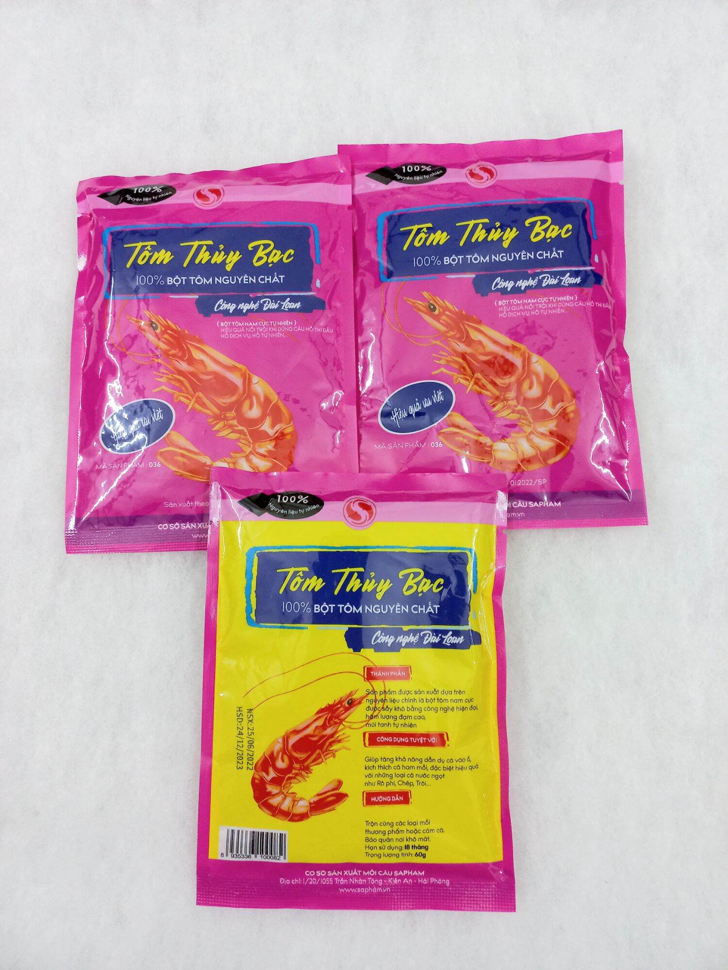 mồi câu tôm thủy bạc bao bì mới
