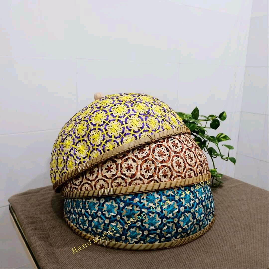 Lồng bàn mây tre đan hoa thị size 33cm
