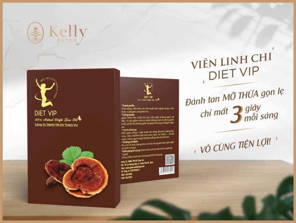 Viên uống giảm cân Linh chi Kelly detox chính hãng.