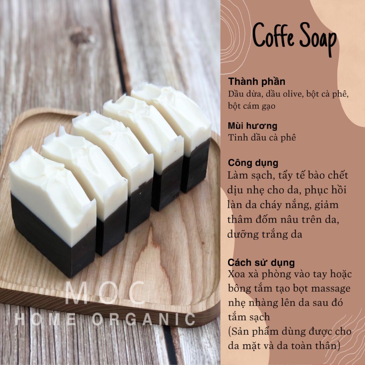Xà phòng cà phê cám gạo dưỡng trắng da làm mờ thâm