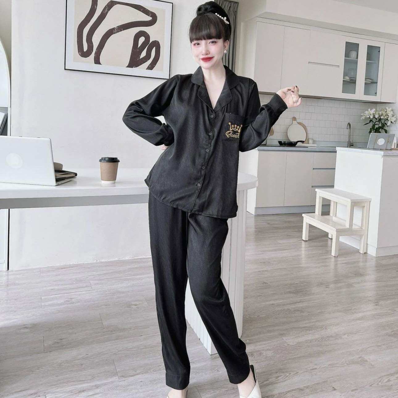 (55-100kg) ĐỒ BỘ BIGSIZE LỤA XƯỚC TAY PHỒNG - TÚI THÊU