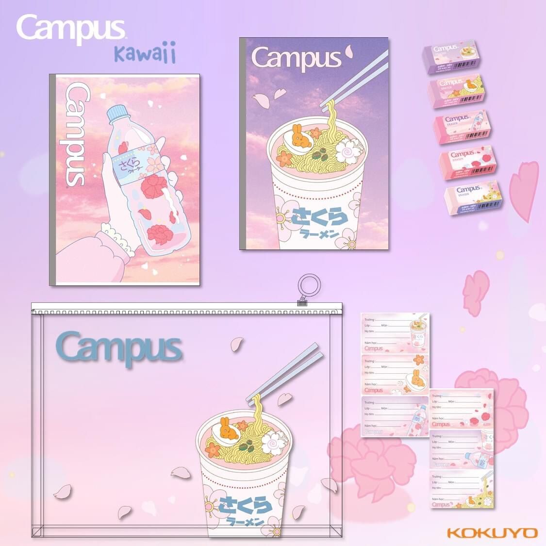 Vở b5 200 trang campus kawaii - kẻ ngang có chấm