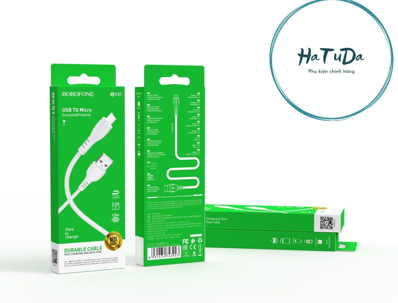 Cáp sạc nhanh Borofone bx51 chống rối truyền dữ liệu dài 1m