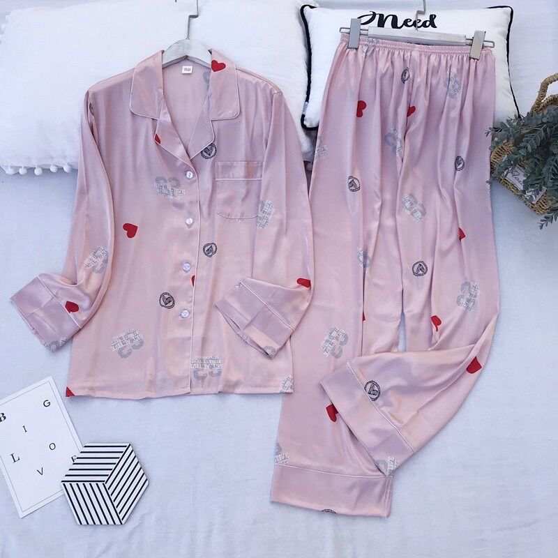 Pizama lụa bộ ngủ mặc nhà tay dài Cao Cấp - S05