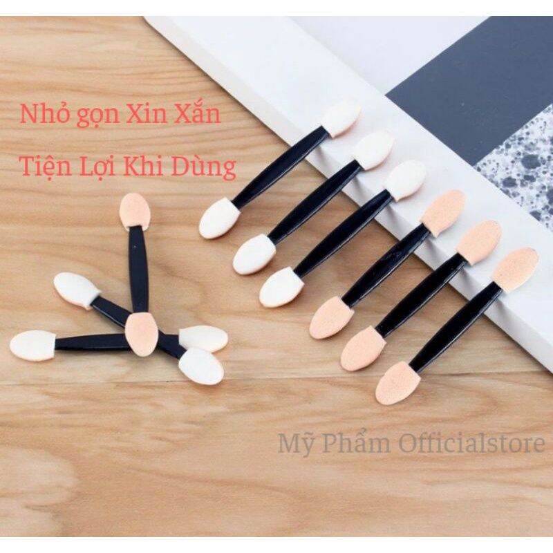 Cọ Mút 2 Đầu Đánh Phấn Mắt. Tráng Gươn Móng Bịt 10 Cây