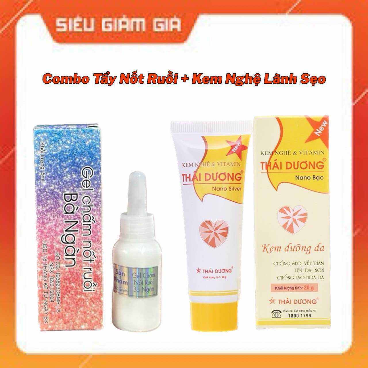 Combo Gel Tẩy Nốt Ruồi Bà Ngàn & Kem Nghệ