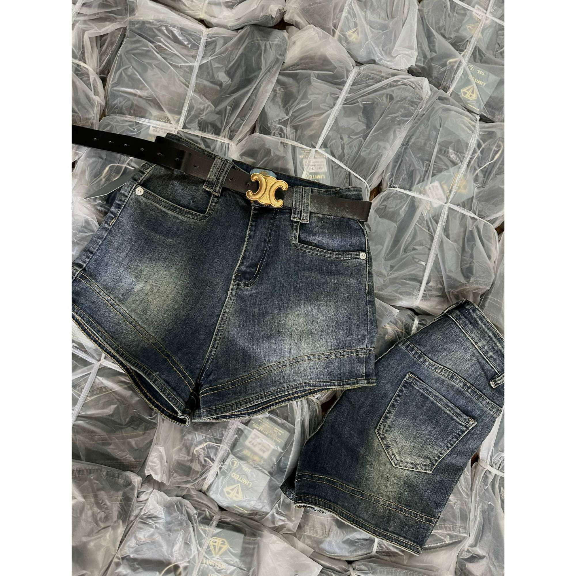 (Hình thật sản phẩm )quần short jeans lưng cao co dãn