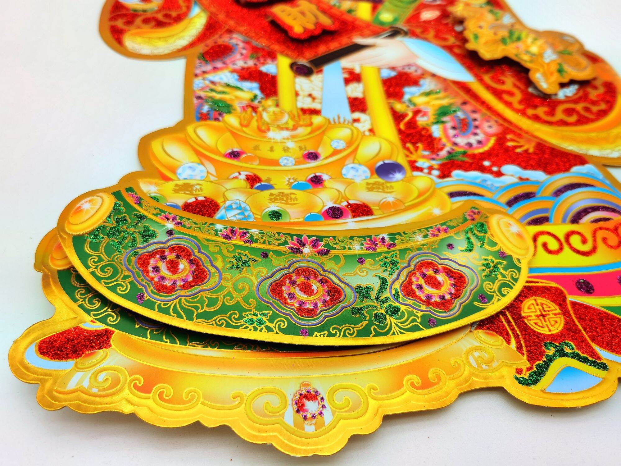 Tranh Thần Tài 3D dán cửa trang trí Tết