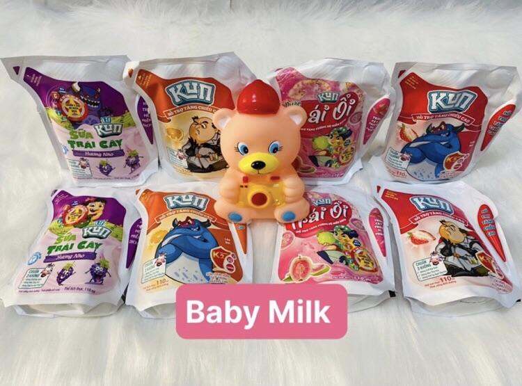 Bịch Sữa Kun Đủ Vị Nho, Cam, Dâu, Ổi, Socola
