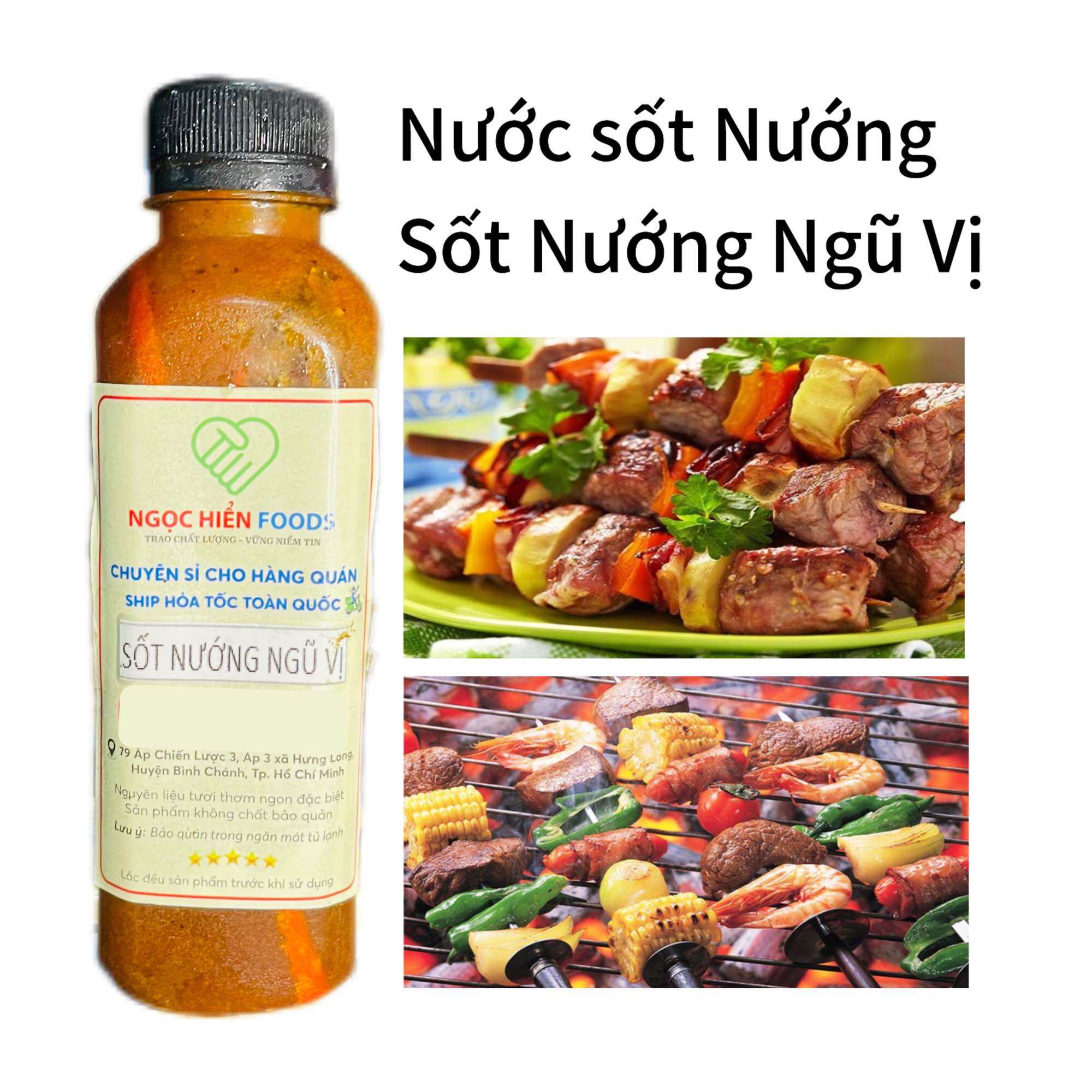 Sốt ướp nướng thịt hải sản nước sốt ngũ vị ghiền sả chai 300ml