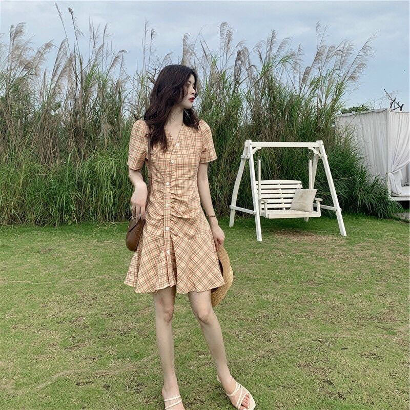 Đầm dạo phố caro xinh xắn BG