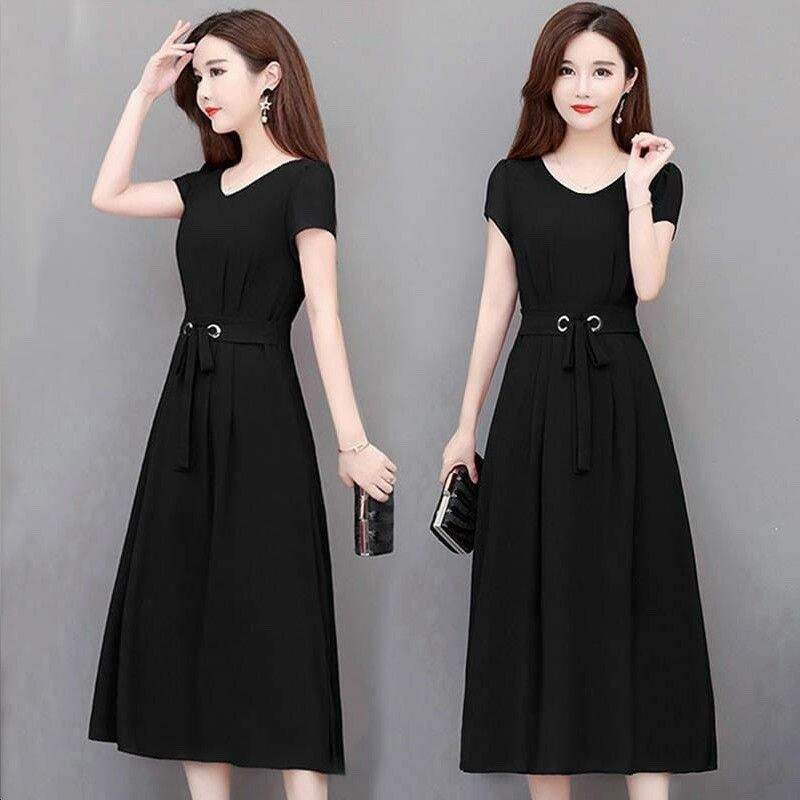 Váy đầm xòe dự tiệc thắt eo phối phụ kiện sang trọng size từ 40-71KG
