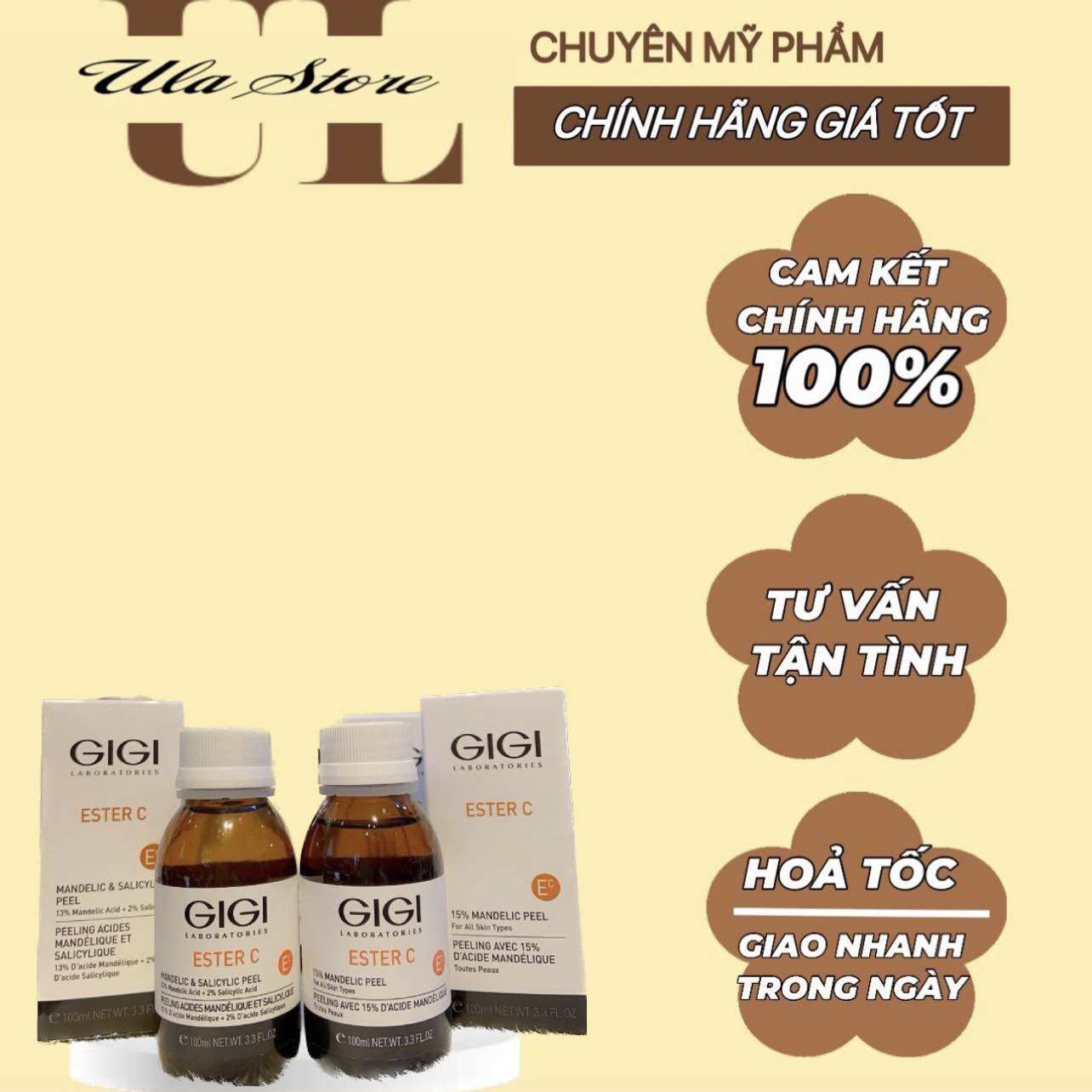 Peel giúp bạt sừng căng bóng da gigi ester c 15%mandelic / 13%mandelic + 2%salicylic