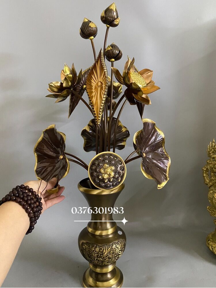 Hoa sen đồng hun giả cổ cở to 15 bông