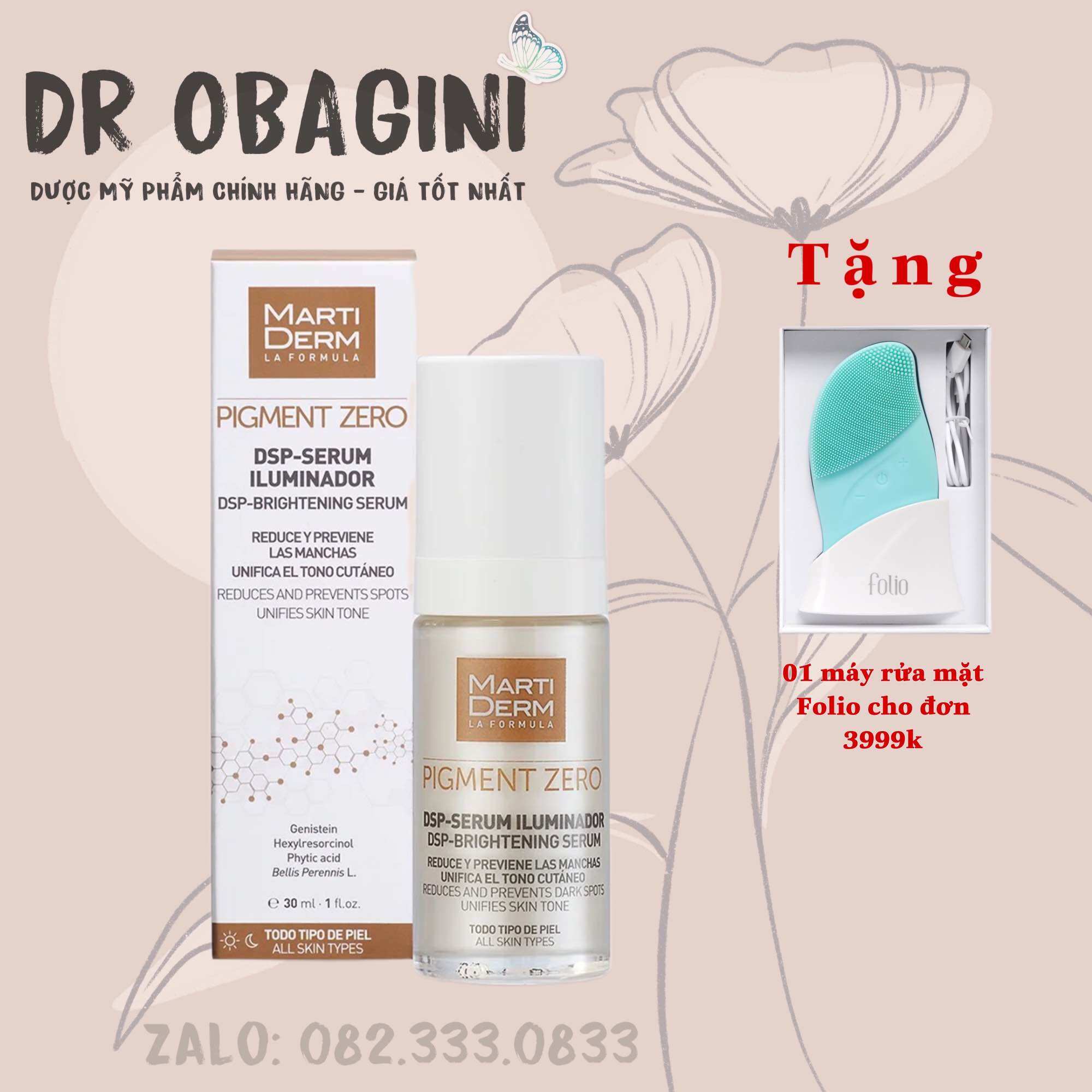[HCM]Tinh Chất Làm Sáng Da Mờ Thâm Duy Trì Hydroquinone - MartiDerm Pigment Zero DSP Serum Illuminator (30ml)