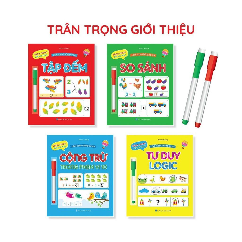 Combo 4 vở luyện viết không sợ sai tặng kèm 2 bút dạ bảng