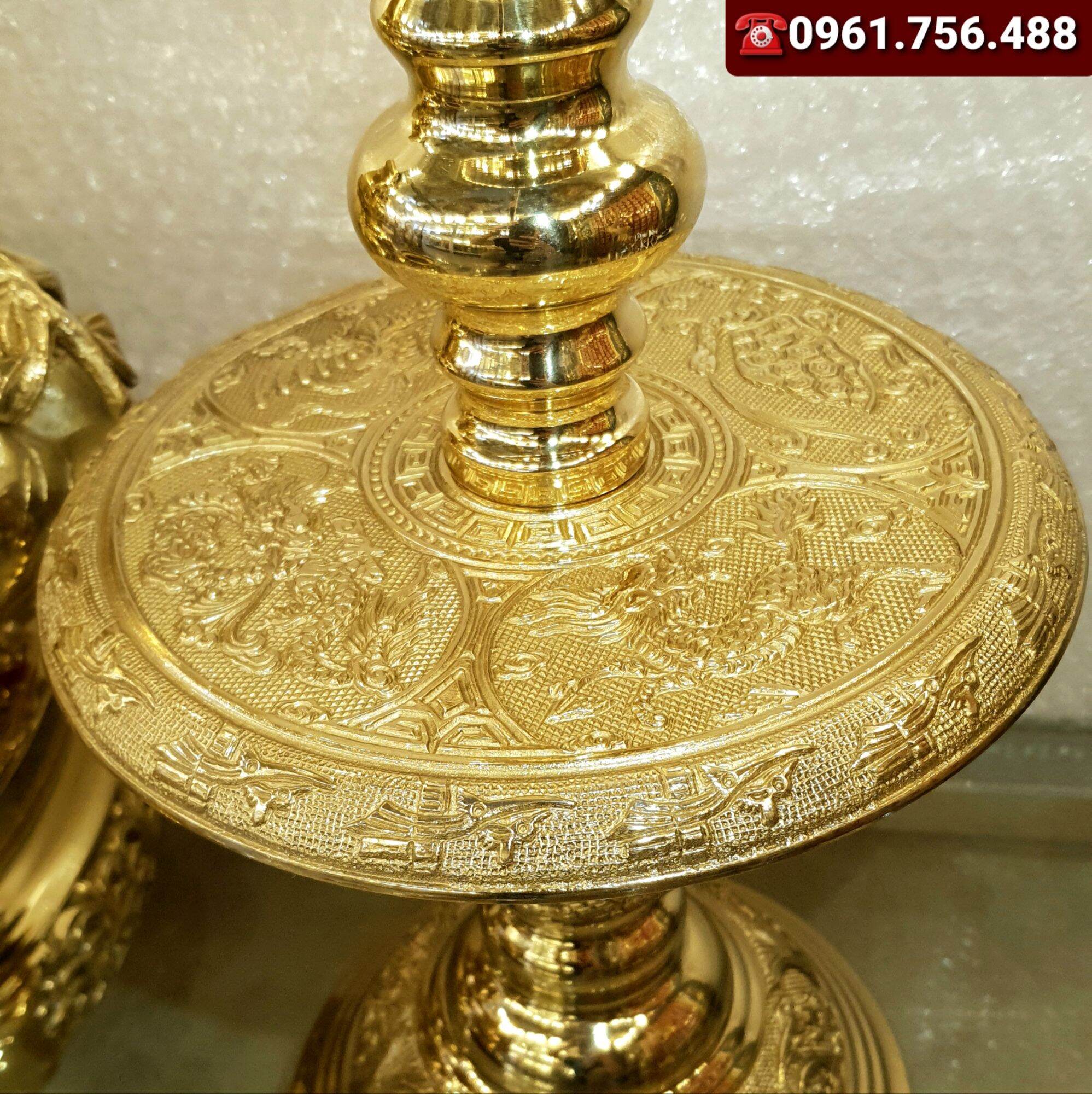 Đôi chân nến đồng vàng 52cm 5,5kg