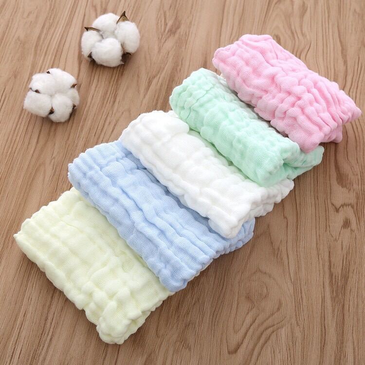 Khăn sữa màu 6 lớp kích thước 30x30cm
