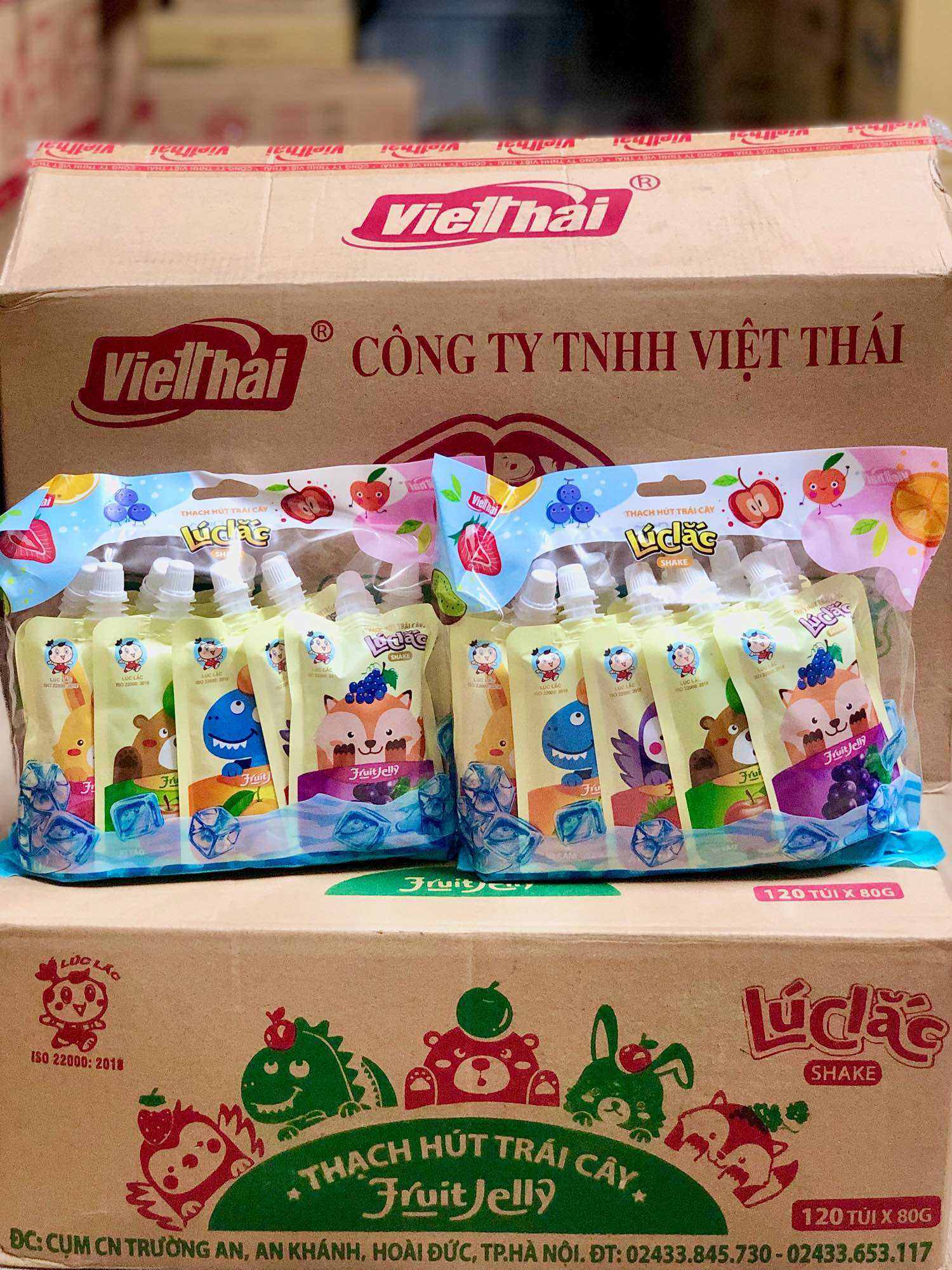 Thạch hút trái cây Lúc Lắc Việt Thái  10 gói/túi (80ml)