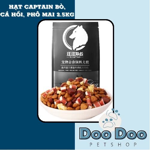Hạt thức ăn cho chó CAPTAIN trộn bò, cá hồi, phô mai 2.5kg