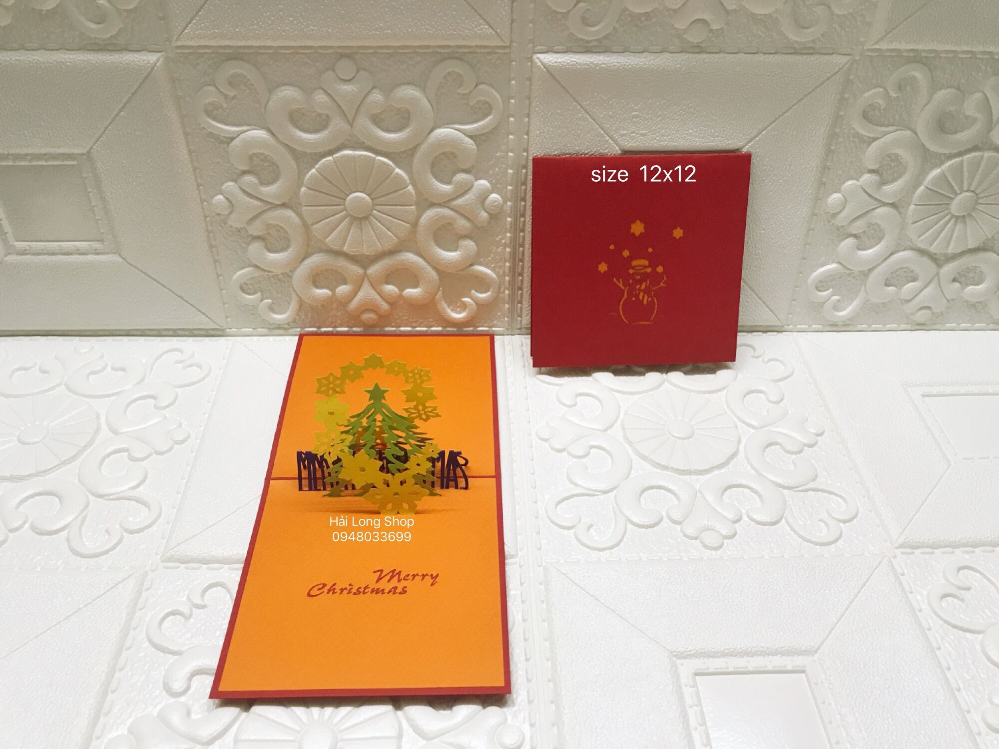 Cây Thông 12 ( lót cam ) - Noel - Thiệp 3D